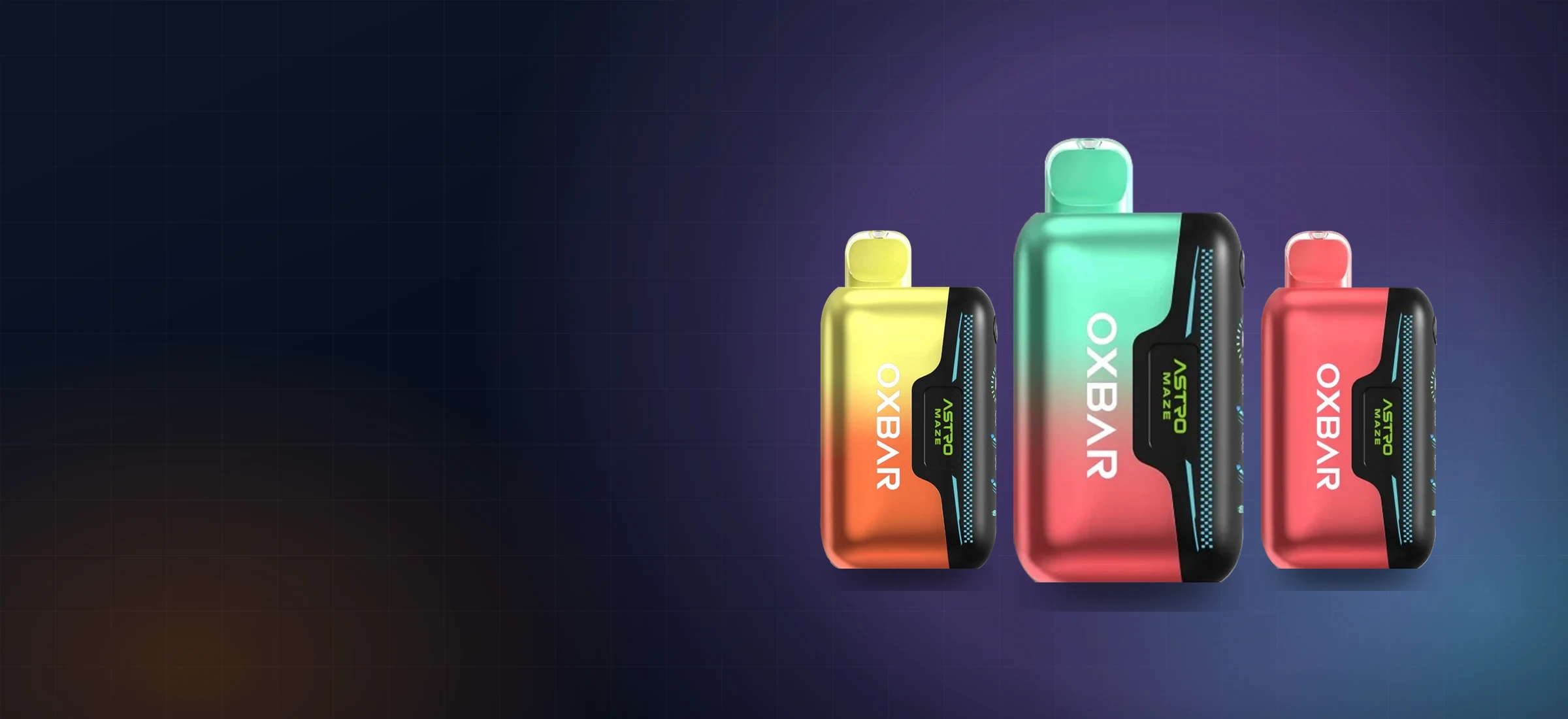 A row of high-capacity disposable vapes with their puff-count ratings displayed